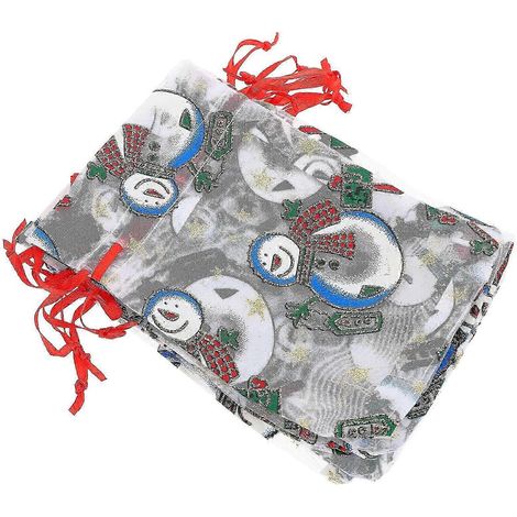 Sacs cadeaux de Noël à cordon, lot de 50, en organza multicolore, pour la décoration des fêtes et les cadeaux d'invités. (1/5)