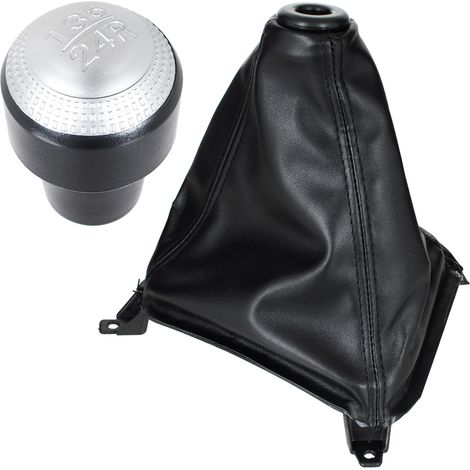 Hyundai Tucson I 04-10 Pomello del cambio ARGENTO + CUFFIE NERE con cornice 5 MARCE (1/5)