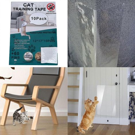 Lot de 10 bandes adhésives anti-griffures de chat pour protéger vos meubles (canapé, portes, matelas). (1/4)