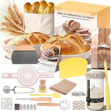 Sauerteig-Starterset mit Brotkörben, Startertopf und sämtlichem Zubehör zum Brotbacken, einfach zu bedienen, ideal für Hobby- und Profibäcker (1/5)