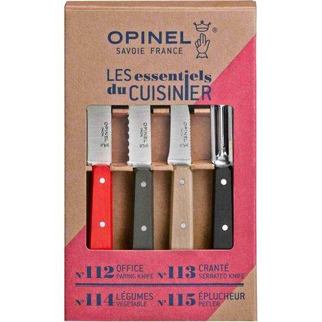 Opinel Loft Essentiels Set 4 Coltelli Legno Rosso Nero