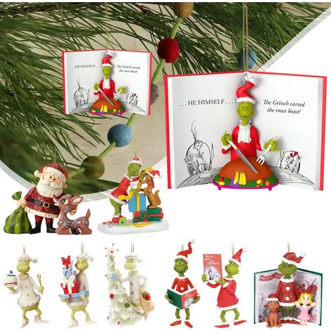 9cs Acrylique Pendentifs 2023 Sapin Noël Mignon 2D Grinchs Noël à Suspendre, Noël pour Intérieur et Extérieur, Décoration la Maison (1/5)