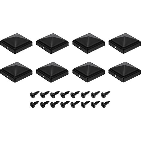 8Pcs Capuchons De Poteau De Clôture, 60mm/2.36 Pouces Capuchon Carré, Couverture De Poteau En Fer Pyramidal Étanche Avec Vis Pour Clôture Métal Bois Terrasse Boîte Aux. (1/5)