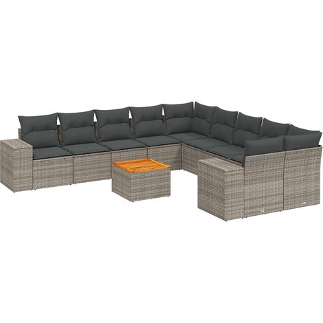 Maison Exclusive - Set Divani da Giardino 11 pz con Cuscini in Polyrattan Grigio (1/5)