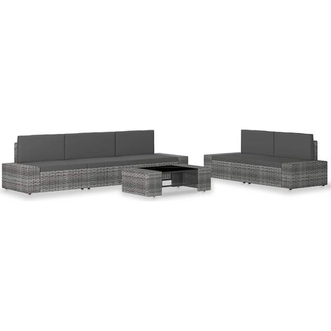 vidaXL Juego de muebles de jardín 6 piezas ratán sintético gris (1/5)