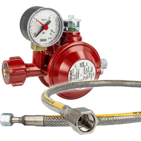 GOK Herdanschluss-Set PRO mit Niederdruckregler Typ EN61-DS, 50mbar, Schlauch 1000 mm (1/3)