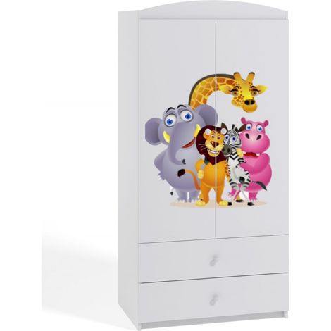 Armoire blanche 2 portes enfant Zoo Drimy (1/4)