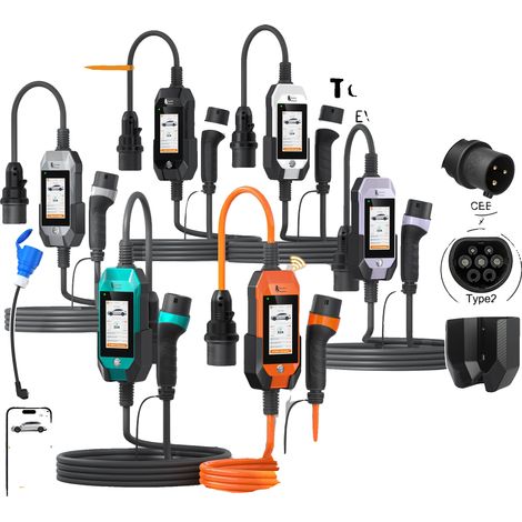 Caricabatterie per veicoli elettrici, controllo tramite app intelligente, design portatile, Fresh Green (1/5)