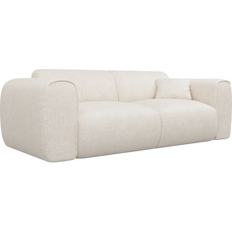 Canapé 3 places convertible express en tissu texturé beige - Couchage 140 cm - Matelas 13 cm mémoire de forme POGNIA (1/5)