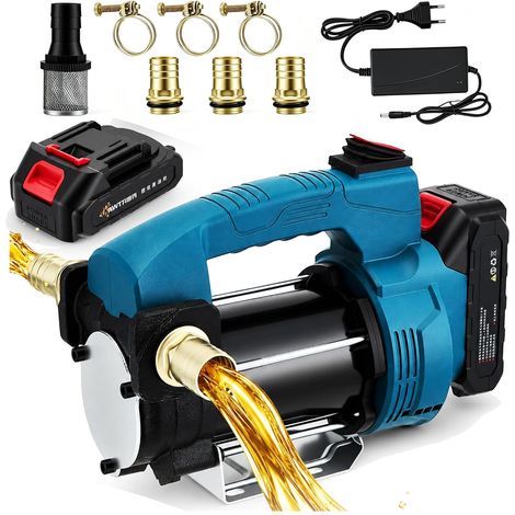 Pompe à Carburant sans Fil 380W 40L/Min 15m, Batterie 3000mAh Incluse, Pompe à gasoil électrique Portable avec Coffret de Rangement pour Tracteur Camion Bateau (1/5)