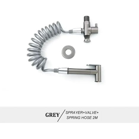 (Gris Type B) Ensemble de douchette WC bidet portable en laiton doré rose, fixation murale, pommeau de douche de salle de bain autonettoyant (1/4)