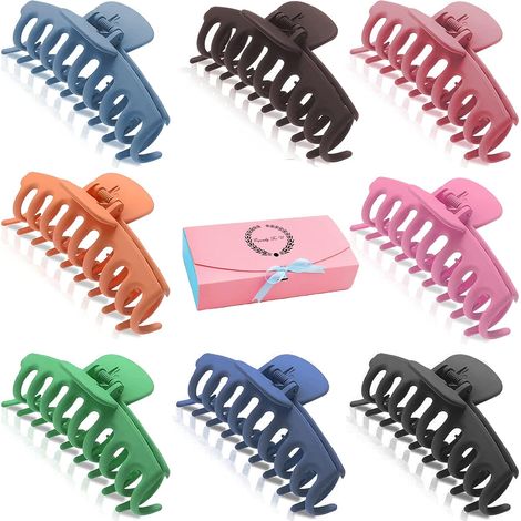 EASYCOMFORT Grosse Pince Cheveux Femme,8 Pièces Pince a Cheveux Femme AntidéRapante,Pinces Cheveux Adulte avec Couleurs DifféRentes,Grande Pinces à Cheveux Avec Beau Boîte emballage pour Travail ou Ma (1/5)