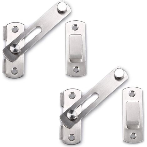 Lot de 2 verrous de porte en acier inoxydable, verrous pour chatière, verrous de sécurité, loquets de sécurité pour portes intérieures, loquets de sécurité pour fenêtres de placards (1/5)