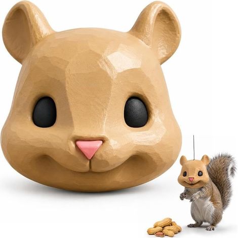New Squirrel Head Feeder, Fun Outdoor Garden Animal Hanging Feeder - F -