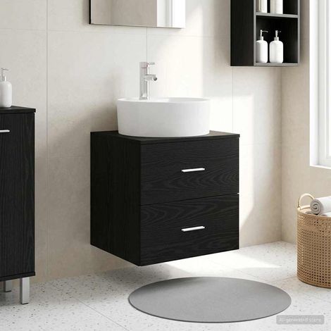 vidaXL Mobile Lavabo da Parete Rovere Nero 49,5 x 44,5 x 65 cm