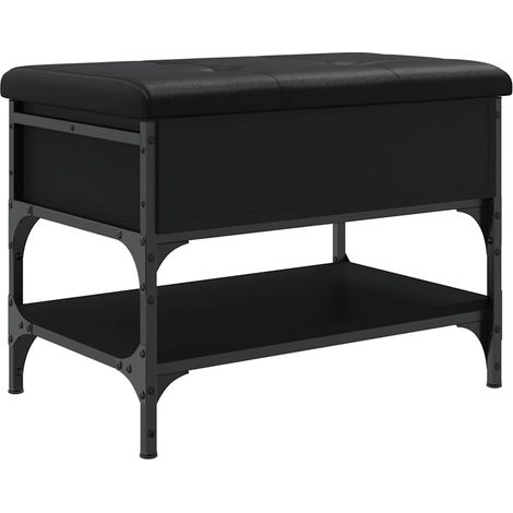 Banc à chaussure  Meuble à chaussures noir 62x42x45 cm bois d'ingénierie (1/5)