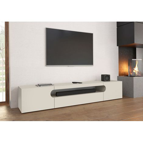 Meuble TV moderne 240 cm coloris cachemire Regina (1/5)