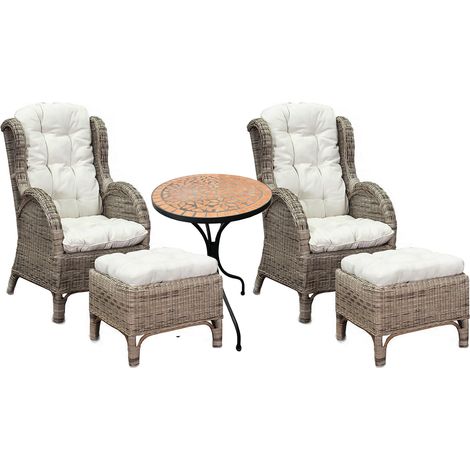 2 Stück Rattan Ohrensessel mit Fußhocker und Mosaiktisch-2xMRS01+MMC4343-Tisch (1/4)