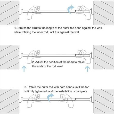 Tringle de placard réglable en acier inoxydable, sans perforation, pour suspendre vêtements, 55 à 85 cm (1/4)