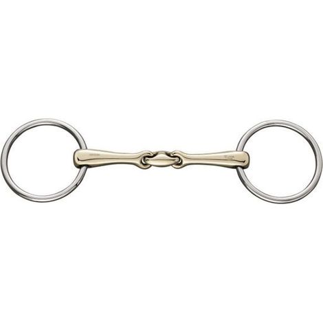 Filetto ad anelli 70 mm in inox con imboccatura in sensogan 18 mm e con olivetta centrale: 13 cm