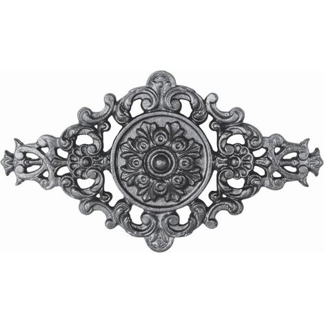 Deco Fer Forge – Palmette décorative en fonte avec détail floral – Hauteur 170mm – Longueur 300mm – Fixation taraudage M5 pour portails