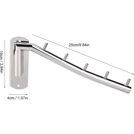 Porte-Manteau Murale Rotatif à 5 Bras en Acier Inoxydable - Support pour Vêtements, Séchoir Espace Gain (1/5)