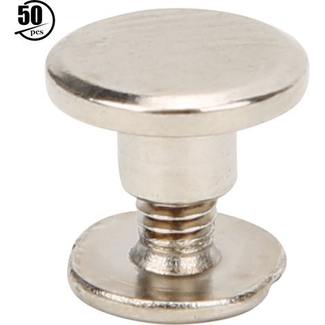 50 Sets mit 6,5 mm Messing-Flachkopfnieten/-bolzen für DIY-Lederarbeiten, silberbeschichtete Schrauben (1/5)