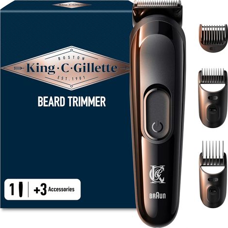 Tondeuse Barbe Homme, 3 Sabots Interchangeables, Noire (1/5)