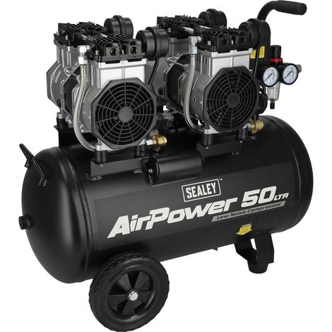 Sealey SAC5001S 50L Low Noise Oil Free Direct Drive Air Compressor 2 x 2hp
