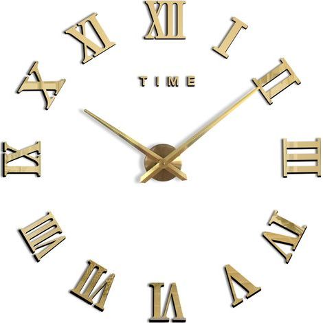 Wanduhren, Moderne DIY-Wanduhr mit römischen Ziffern, 3D-Wanduhr, Aufkleber-Dekor, einfache Montage, moderne Wanddekoration für Zuhause, Büro, Hotel (Gold) (1/5)