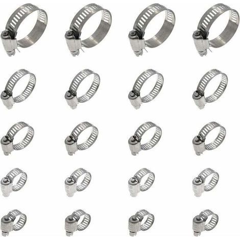 20 abrazaderas para manguera, abrazaderas ajustables de 16-25 mm, abrazaderas de acero inoxidable 304, abrazaderas metálicas para manguera. (1/4)