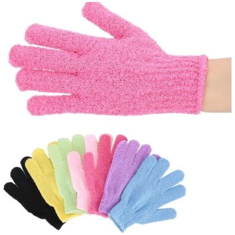 (jaune, vert, rouge, violet, noir, rose, bleu)Gant de bain 7 pièces - Exfoliant - Doux - Massage Spa (1/4)