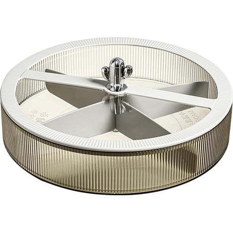 Plateau Apéritif Rond 26 cm, Boîte Snacks 4 Compartiments Couvercle (1/5)