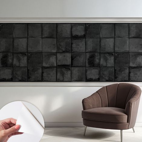Fototapete Selbstklebend - Wandtattoo - leicht anzubringen - Wandverkleidung Graue Fliesen 250x104 cm