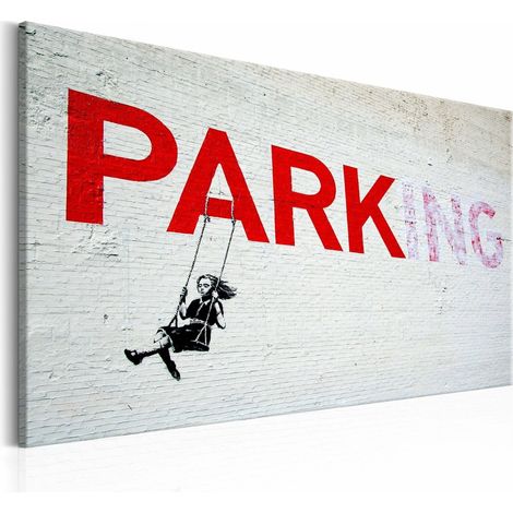 Tableau fille de stationnement balançoire par banksy - 90 x 60 cm (1/4)