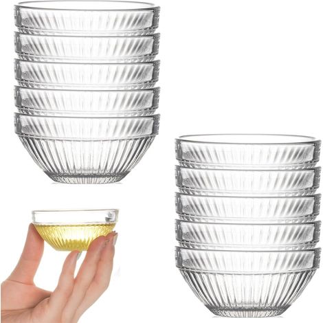 LYERCW - Bols à sauce, mini bols en verre de 80 mm, 10 bols en verre, petits bols à sauce, bols à sauce, bols à apéritif réutilisables, empilables (1/3)