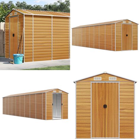 Gerätehaus Hellbraun 191x810x198 cm Verzinkter Stahl - Geräteschuppen - Gartenhaus - Werkzeuglager - Outdoor-Lagerraum - Wetterfest - Home & Living (1/5)