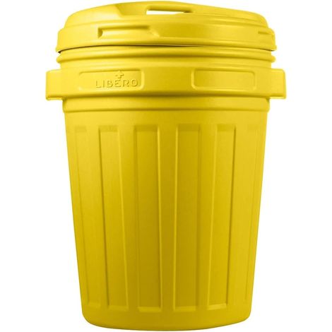 BIDONE CON COPERCHIO A VITE LT.70  lt.70 colore giallo, cm.50x68h.