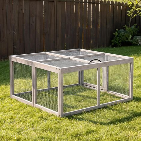 Clapier extérieur en bois avec enclos pliable pour lapins (1/5)