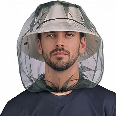 Outdoor-Abenteuer-Moskitonetzhut aus Kohlefaser (1 Stück) - Feinmaschige Insektenschutz-Gesichtsmaske, strapazierfähig und tragbar, geeignet zum Wandern, Gärtnern, Angeln und Camping (Grau)