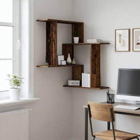 vidaXL Estante de pared Madera envejecida 67 x 67 x 87 cm (1/5)