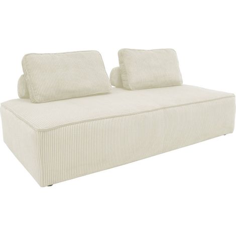 sweeek - 2-Sitzer Sessel für ein modulares Sofa - Cordbezug, Cord, Creme