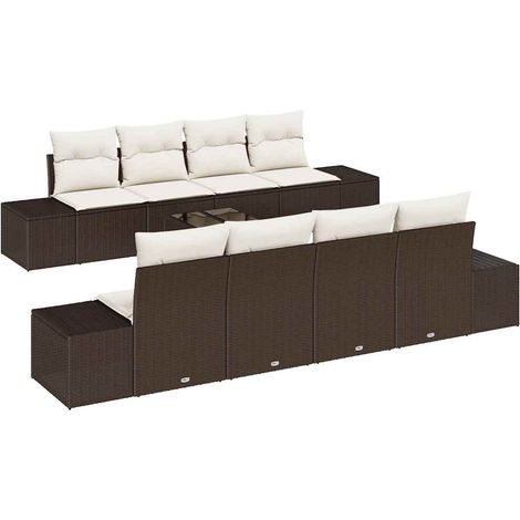 Garden Sofa Set with Cushion 8 pcs Brown and Cream Poly Rattan vidaXL (1/5)