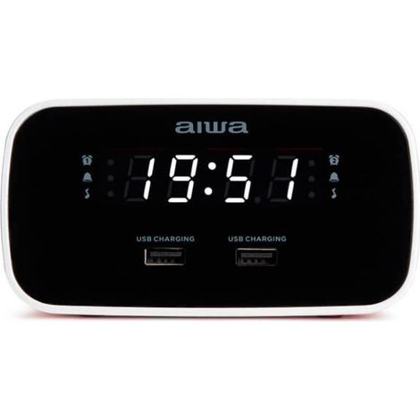Radio-réveil Aiwa CRU-19RD LED rouge avec charge USB et alarme graduelle