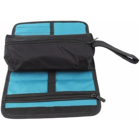 Borsa portautensili, kit di attrezzi arrotolabile in tela, borsa porta attrezzi vuota, borsa portaoggetti con cerniera e passante per appendere, ideale per elettricisti, idraulici o meccanici. (1/5)
