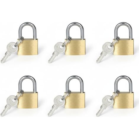 Cadenas 6 pièces Petits Cadena Mini Clé de Laiton Cadenas avec Clés Compatible pour Sac de Voyage Sac à do Vélo Boîte à Outils Garage Portes et Fenêtre Casiers de Gym (1/5)