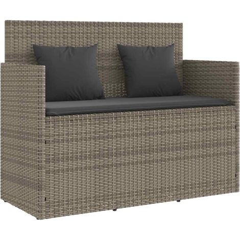 Maison Exclusive - Gartenbank mit Kissen Grau Poly Rattan