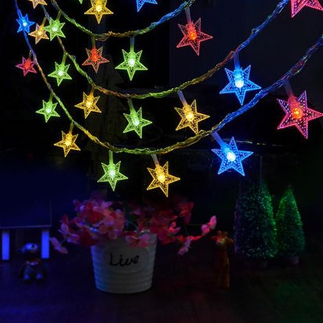 Guirlande étoiles lumineuses 20 LED, décorative mur/fenêtre/plafond/chambre/arbre/fêtes (1/5)