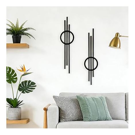 Metal Geometric Black Metal Wall Decor Minimalist Wall Decor Living Room Bedroom Geometric (1/5)