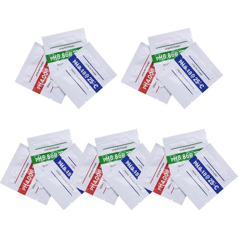 Kit de 15 Poudres Tampon Ph pour Étalonnage Précis Ph4,01 6,86 9,18, Portable, Poids Léger, Adapté Aquarium et Hydroponie (1/5)